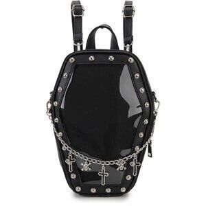 Gothic Coffin Shaped Purse for Women Halloween Shoulder Bag and Backpack